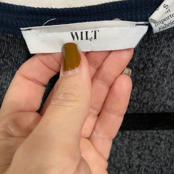 Wilt Velvet Asymmetrical Navy Blue Teal Sweatshirt Size‎ S - Picture 2 of 9